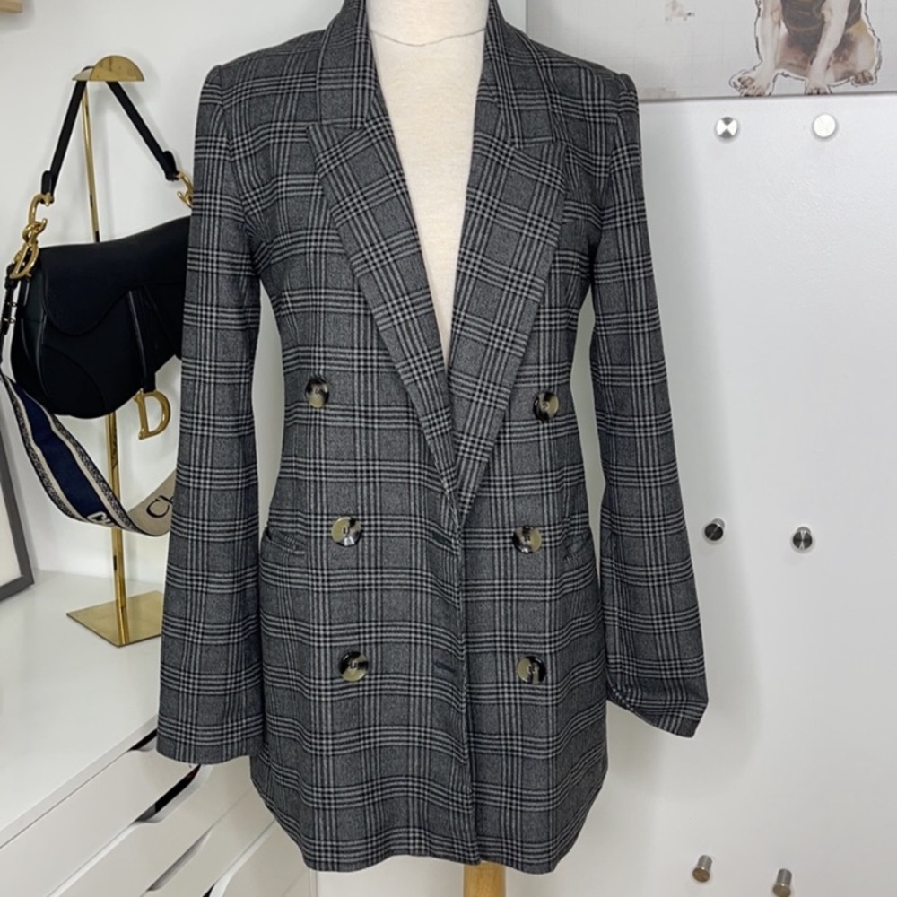 zara woman blazer coat || checkered print